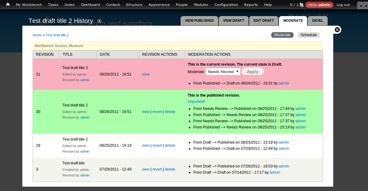 Screenshot of Workbench Moderation