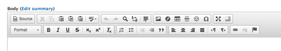 Screenshot of the default WYSIWYG buttons