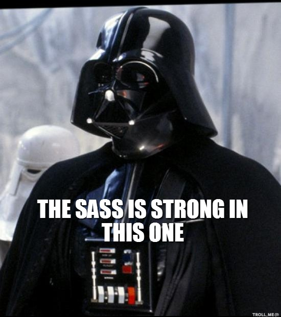 Darth Vader meme that says, 'The sass is strong with this one'